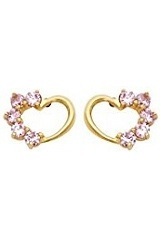 terrific small light pink heart gold screw-back earrings for babies